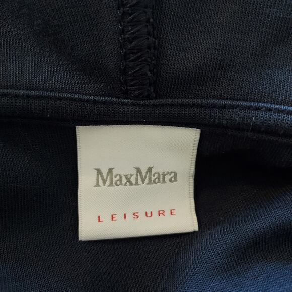 Max Mara Navy Blue Short Sleeve Hooded Top - Picture 8 of 10